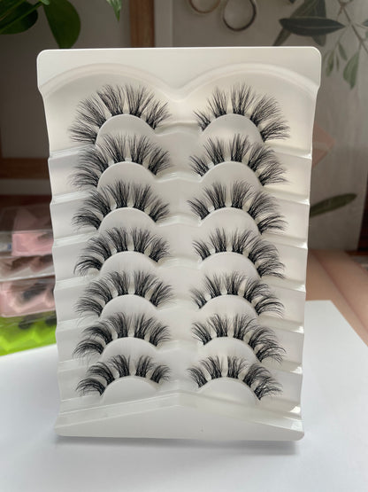 Handmade Full Strip Eyelashes, Natural Style, Synthetic Hair, Durable and Reusable False Eyelashes, Thick Colorful Custom Makeup Lashes