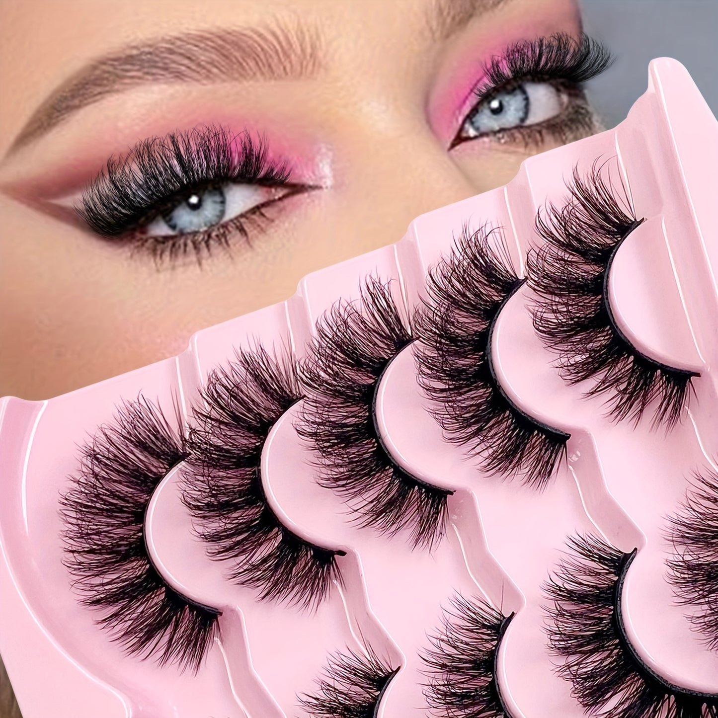 5 Pairs 3D Fluffy False Eyelashes, Wispy Natural Full Strip Lashes, Dramatic Volume Reusable Unscented for Daily Wear