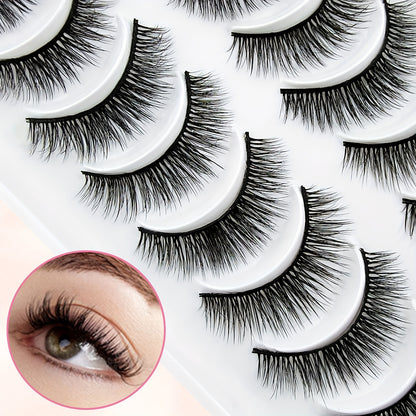 10 Pairs Luxurious Fluffy Faux Mink False Eyelashes - Natural Cross Style, Thick Volume for a Dramatic Look - Soft, Lightweight & Reusable, Cruelty-Free