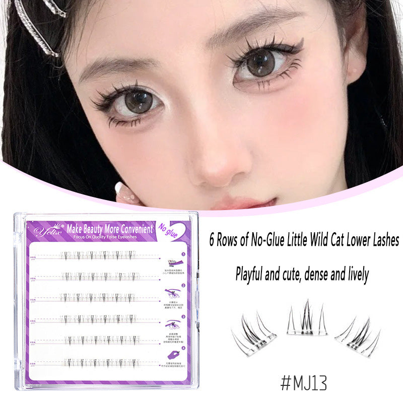 100pcs Segmented Cat-Style No-Glue Lower Lashes, Naturally Dense with Hard Stem for a Born-With-It Look