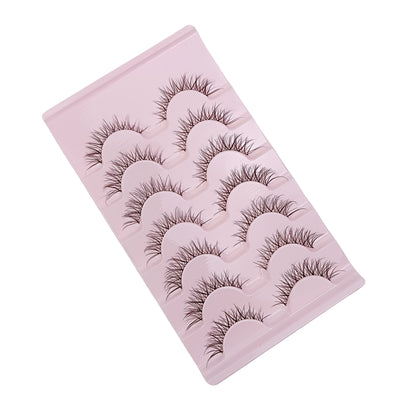 7 Pairs Fluffy 3D Faux Mink Lashes - Natural Look Cat Eye Lashes for Women - Clear Band Strip Fake Eyelashes Pack