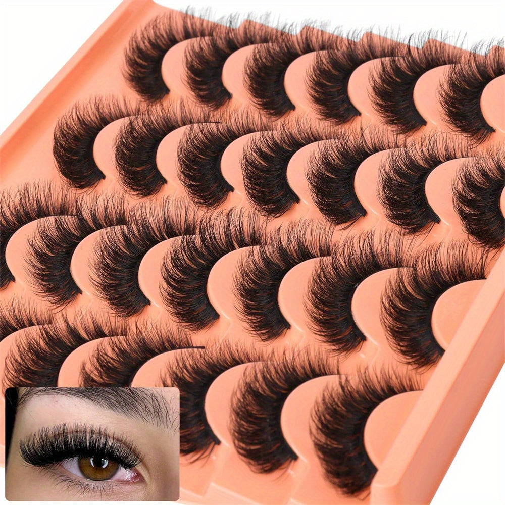 Classic Volume Eyelashes 14 Pairs Thick and Fluffy Faux Mink False Eyelashes Pack – Wispy Black Cat Eye Lashes with a Natural Look, Like Eyelash Extensions