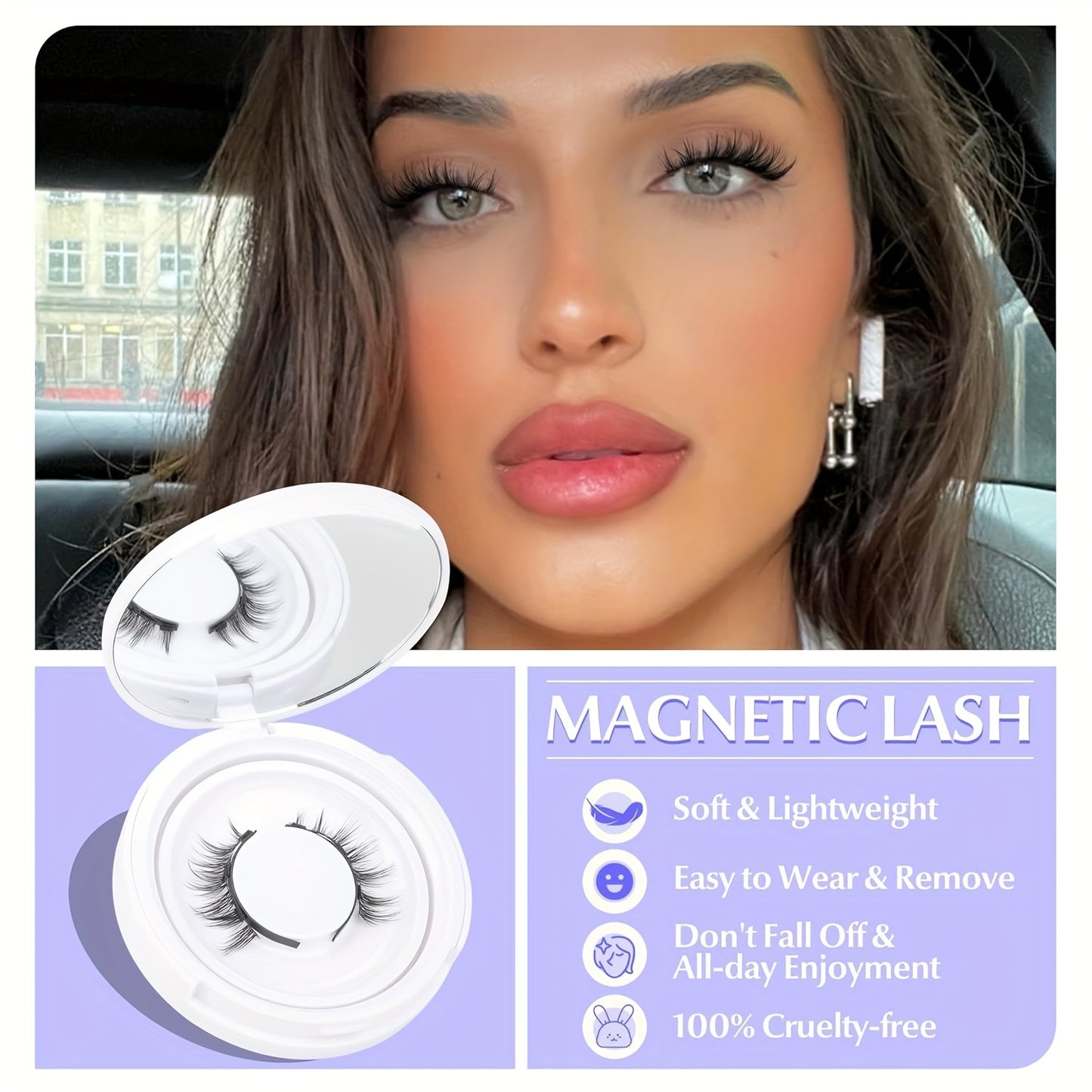 Magnetic Eyelashes Kit - Natural Look, Reusable Manga Magnetic Lashes with Applicator, No Glue Needed, Easy to Wear & Remove for All-Day Comfort