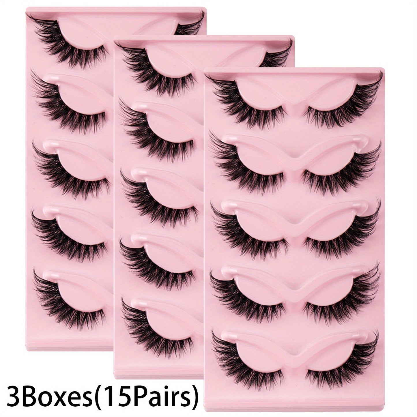 100pcs 5 Pairs Natural Cat Eye False Eyelashes - Winged Ends for Manga-Inspired Long, Dramatic Look