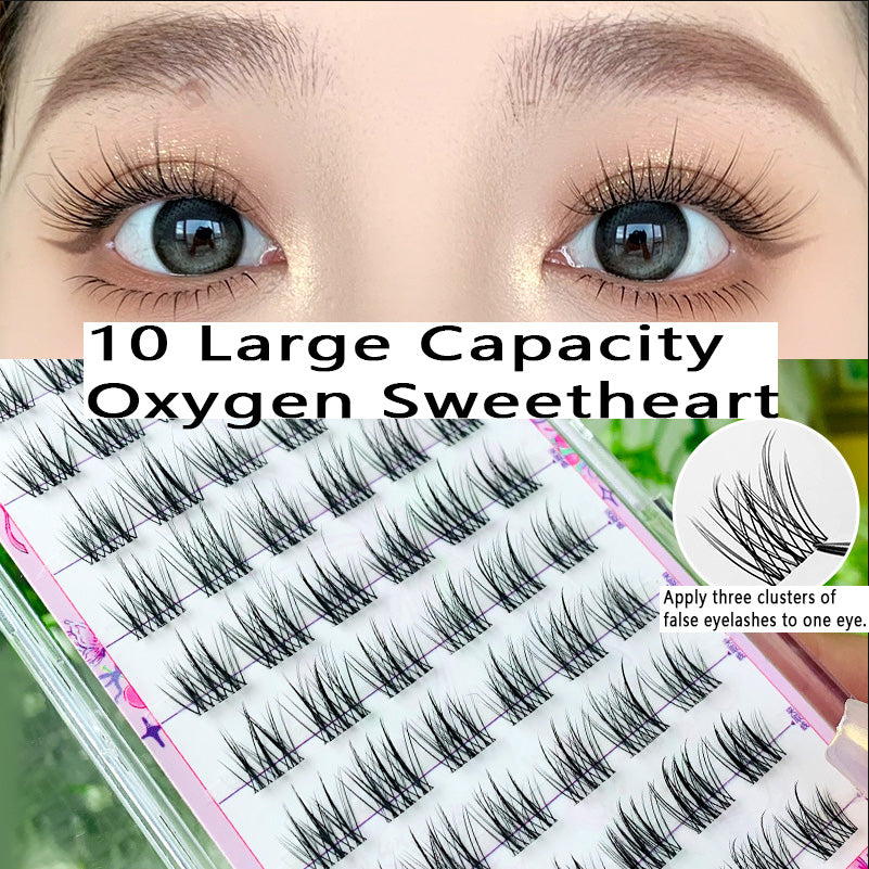 100pcs 10 - Row Large - Capacity Glue - Type Oxygen Sweetheart Single - Cluster Segmented False Eyelashes, Novice - Friendly, Create a Natural Manga - Style Eye Look