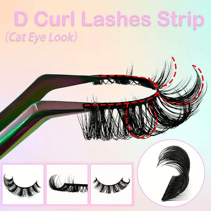 CURSAVELA 3 Pairs of Dramatic Cat Eye False Eyelashes - Long-Lasting Curl, Stunning Look, Perfect for a Mesmerizing Effect