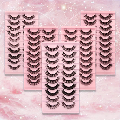 10 Pairs of Gmagictobo D Curly Russian Lashes - 3D Faux Mink, Reusable, Handmade, Soft & Light. Cruelty-Free, Easy to Apply. Long-Lasting for Dramatic Makeup.