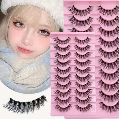 10 Pairs of European & American Style Realistic Devil Doll Eyelashes - Thick, Dramatic Lashes for Bold Eye Looks