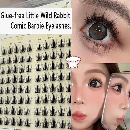 100pcs Glue-free Barbie Little Wild Rabbit Large-capacity Thickened Natural-looking Dense Single Cluster False Eyelashes for Comic and Little Devil Styles