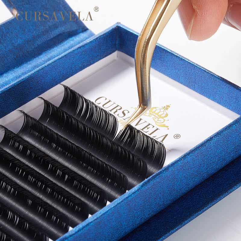 Ellipse Flat Eyelashes CURSAVELA 100pcs Ellipse Flat Eyelash Extensions-Soft Tips,Lightweight Individual Mink Lashes.