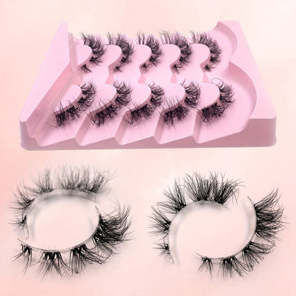 5 Pairs of 3D Fluffy Eyelashes with Clear Band - Reusable & Natural Look