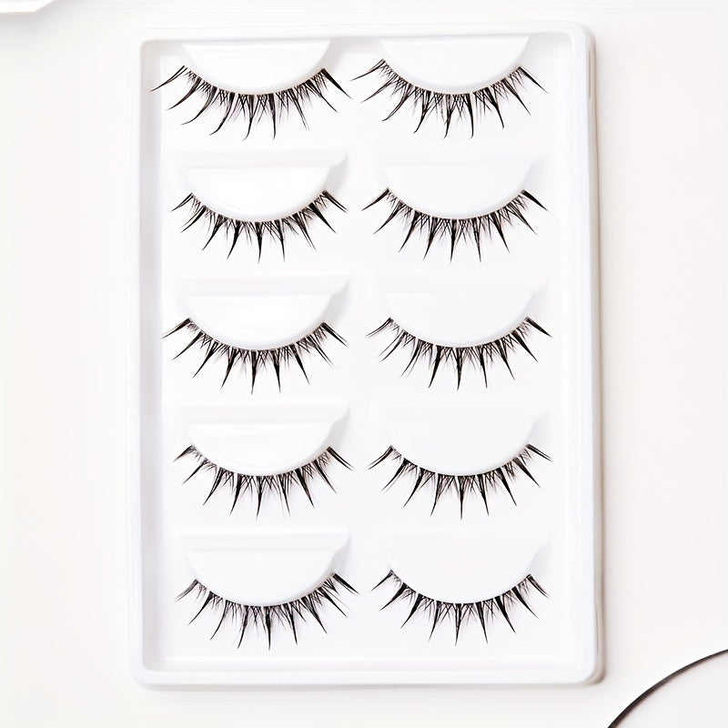 CURSAVELA D Curl 5 Pairs Natural Criss-Cross Lashes - Invisible Band for Wispy Look