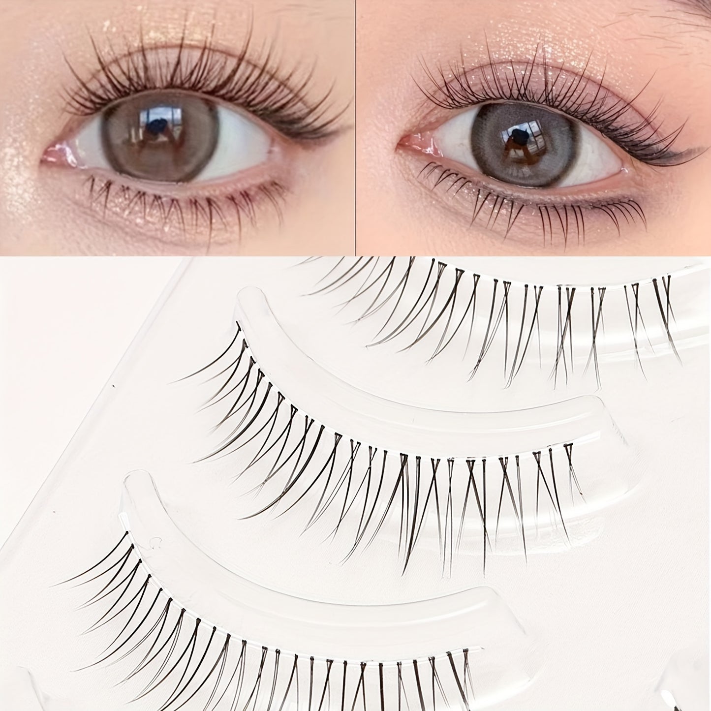 5 Pairs of Korean & Japanese Style Eyelashes - Natural Look, Soft & Reusable with Clear Adhesive, Waterproof, 11 - 14mm Mixed Lengths.