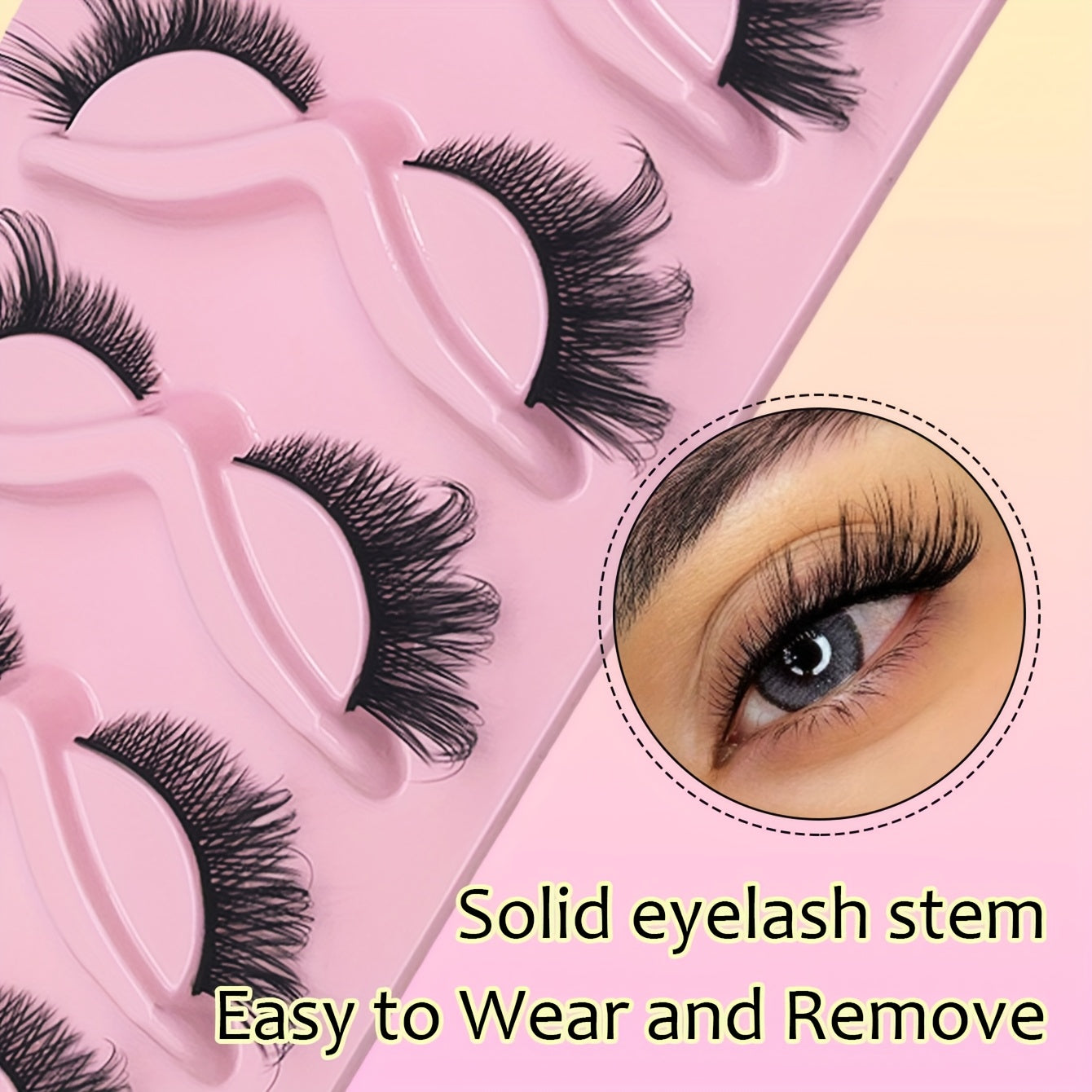 5 Pairs Natural Cat Eye Elf False Eyelashes, Fluffy Soft Dramatic 3D Faux Mink Lashes Long Wispy Eyelash Multi-layered