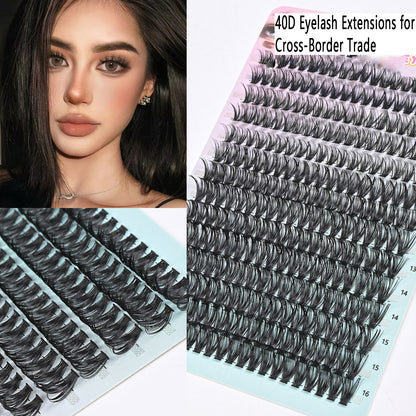 100 pcs Segmented Hot-Melt Cluster Lashes – 3D Curled, Dense, Large Capacity 14-Row Lash Set