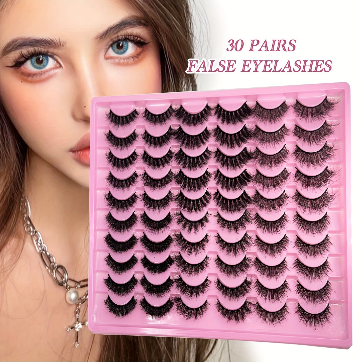 Classic Volume Eyelashes 30 Pairs 3D Mink False Eyelashes Set, 0.07mm, Mixed Styles, Reusable, Fluffy Curl, for Daily & Party Makeup