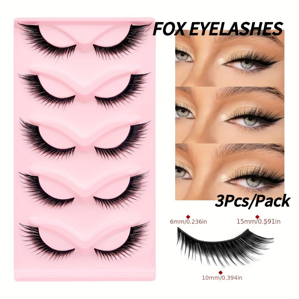 100pcs Fox Eye Mink Fake Eyelashes - Slanted Lengthening Extensions for Dramatic Halloween Makeup