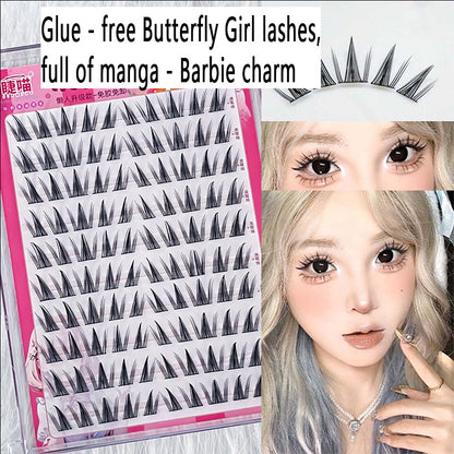 100pcs 10 - Row Glue - free Self - Adhesive Butterfly Girl False Eyelashes, Natural & Photogenic, Stiff Band for Easy Application