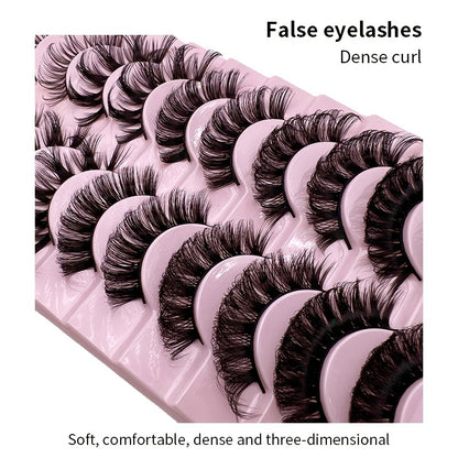 Classic Volume Eyelashes 10 Pairs Russian Strip Lashes Fluffy Faux Mink Lashes 3D False Eyelashes Dramatic Volume Curling Eyelashes Makeup