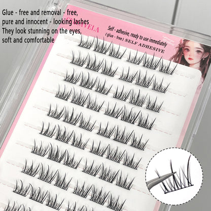 Large - capacity Glue - free Natural - style Small White Flower False Eyelashes, Single - cluster Self - adhesive, Beginner - friendly