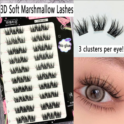 100pcs A Must - Have for Newbies! Large - Capacity Single - Cluster Segmented 3D Soft Marshmallow False Eyelashes, Self - Adhesive, Glue - Free, and Removal - Free, Super Dense