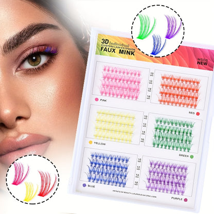 240-Piece Colorful Faux Mink Eyelash Set - 100pcs Thick & Fluffy, Reusable - Great for Cosplay & Halloween