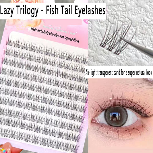 10-Row Sectioned Lazy Fish Tail False Eyelashes - Natural &amp; Realistic Trilogy
