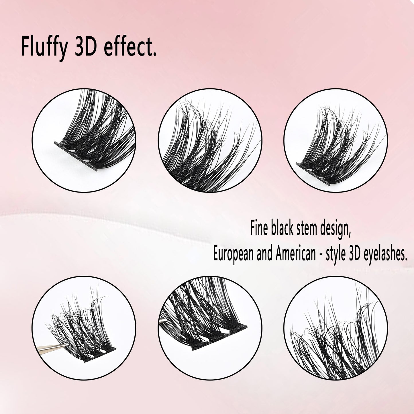 Individual DIY lashes thick, curly and self-bonding false eyelashes. European and American style hot-melt single-cluster false eyelashes that enlarge your eyes.