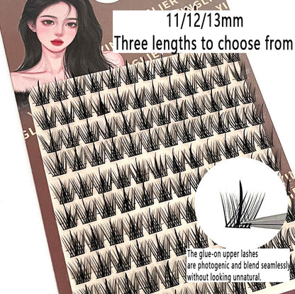 100pcs Pure Wild Devil False Eyelashes - Single Cluster Sectional Manga Barbie Natural &amp; Realistic Style, Beginner-Friendly, Perfect for Camera