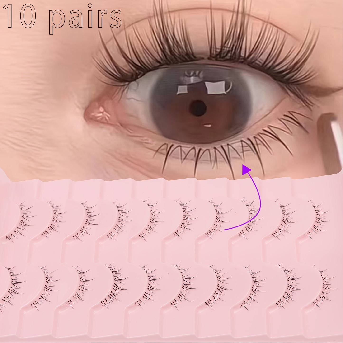 Lower Eyelashes Bottom Eyelashes Handmade Soft False Eyelashes, Natural Lower Eyelashes Comic Style Transparent Reusable