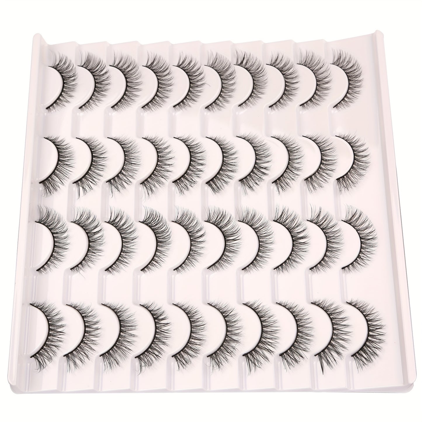 20 Pairs 3D Light Volume Natural Cross Fluffy Cat Eye False Eyelashes | Soft, Reusable, Easy to Apply | Perfect for Everyday Wear or Special Occasions