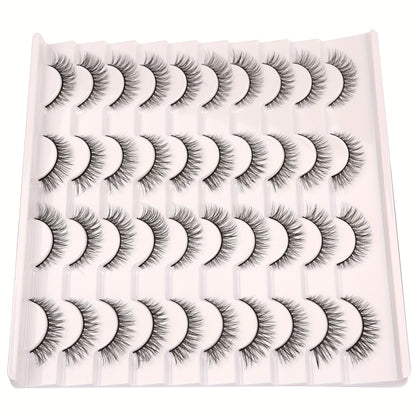 20 Pairs 3D Light Volume Natural Cross Fluffy Cat Eye False Eyelashes | Soft, Reusable, Easy to Apply | Perfect for Everyday Wear or Special Occasions