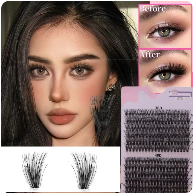 100pcs 12 Rows Large Capacity Cluster Eyelashes–240 Strands,Naturally Dense Grafting Lashes