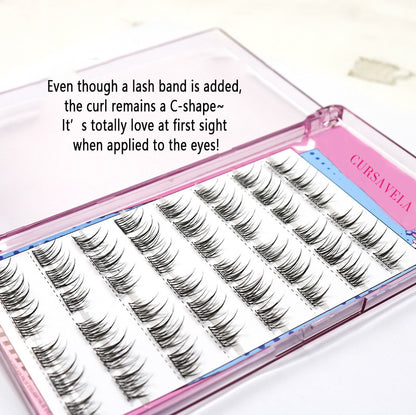 Individual DIY lashes Glue-Free Double-Pointed Lazy Sunflower Lashes - Transparent Self-Adhesive Individual Clusters, 1-Second Quick Stick, Natural &amp; Realistic