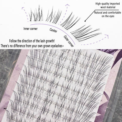 Cursavela Individual DIY lashes Velvet Mist Fox Segmented Fairy Lashes | Natural Cold Ethereal Broken Vibe Fox-Style False Lashes