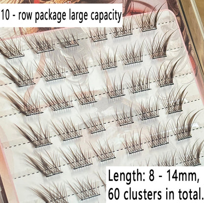 Individual DIY lashes Glue-Free Version Black Tea Brown Su Daji: Fox-Inspired Charm Segmented False Eyelashes – Natural, Voluminous &amp; Lifelike