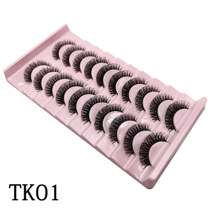 Classic Volume Eyelashes 10 Pairs Russian Strip Lashes Fluffy Faux Mink Lashes 3D False Eyelashes Dramatic Volume Curling Eyelashes Makeup