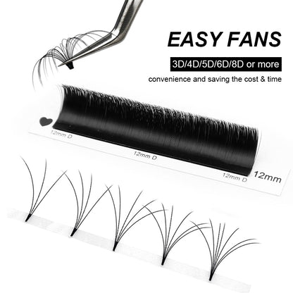 Easy Fan Eyelashes 100 pcs CURSAVELA Easy Fan Eyelashes Mega Volume Lashes Tray 8-15mm All Sizes Premium Mink Eyelash Extensions