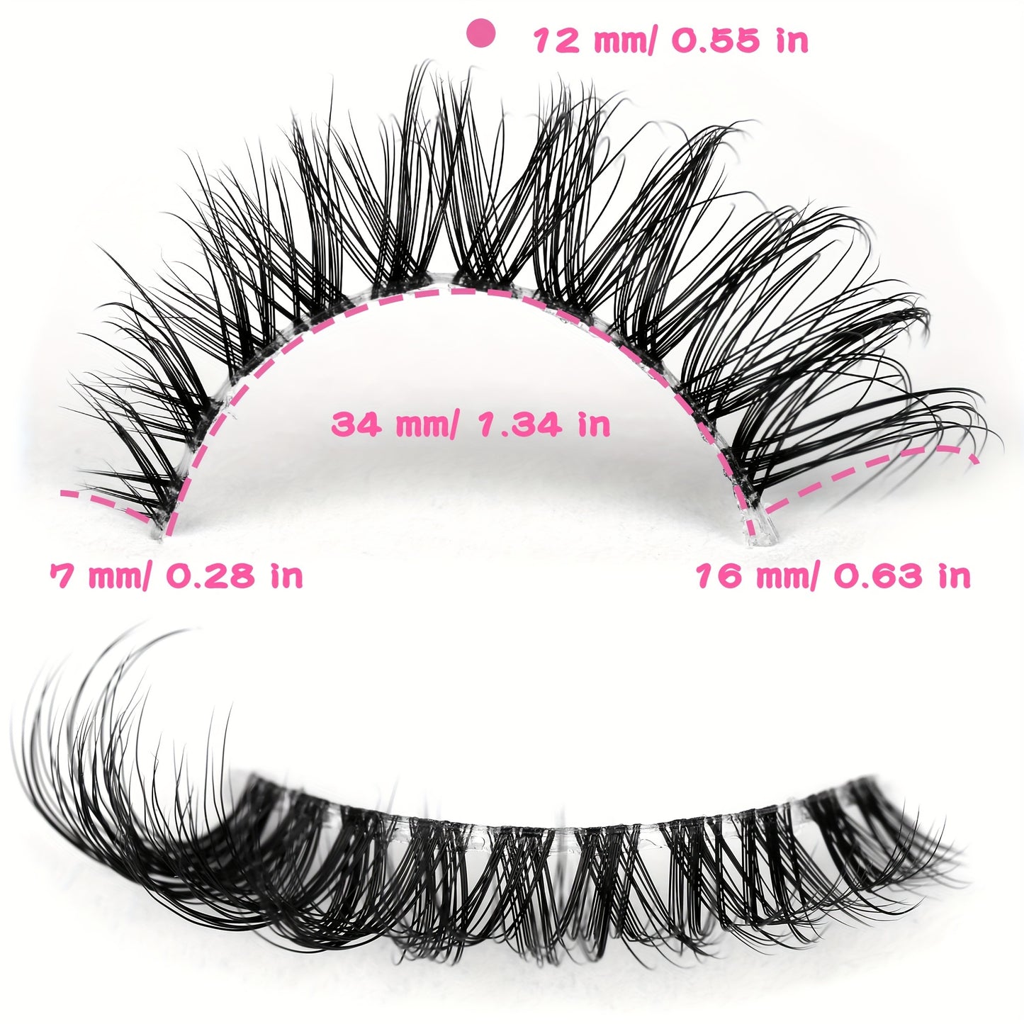 7 Pairs of Faux Mink Cat Eye Eyelashes - Ultra-Soft, Thick, Curly Design with Transparent Stem for a Natural Look - 12mm Length, Ideal for Daily Wear and Romantic Dates