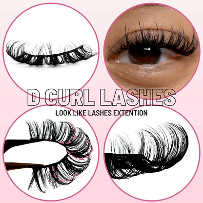 3 Pairs of 3D Fluffy Faux Mink Lashes - Handmade, Reusable, Short & Natural Look