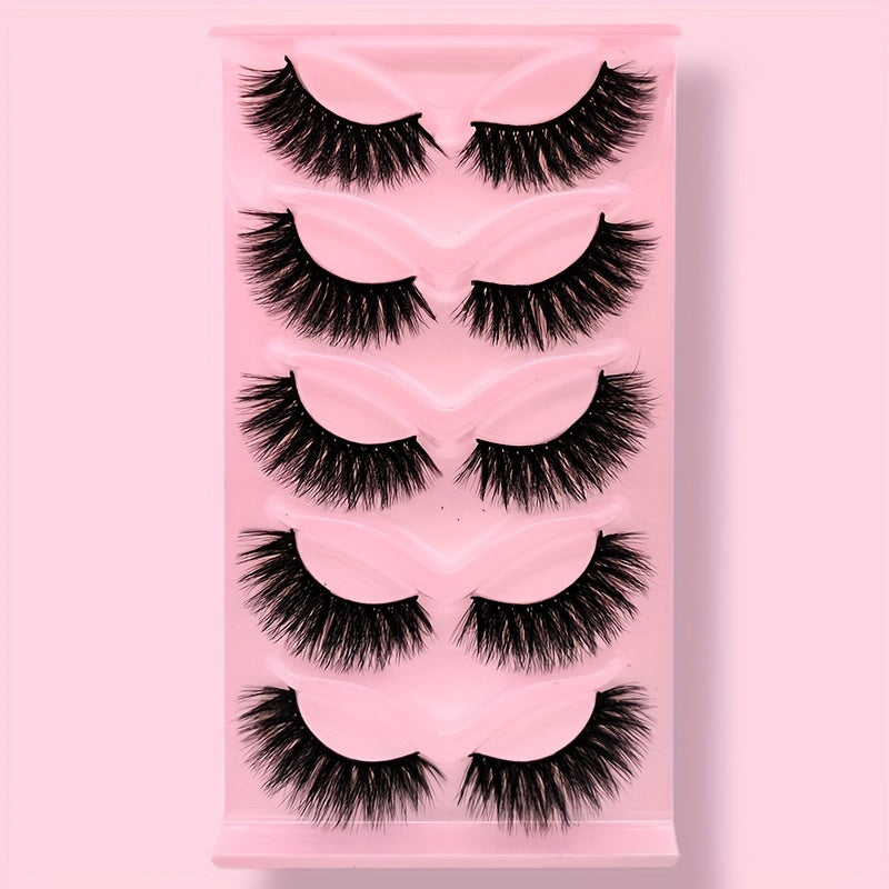 Classic Volume Eyelashes 5 Pairs 3D Faux Mink Dramatic Volume Lashes - Fluffy Long Cat Eye Design