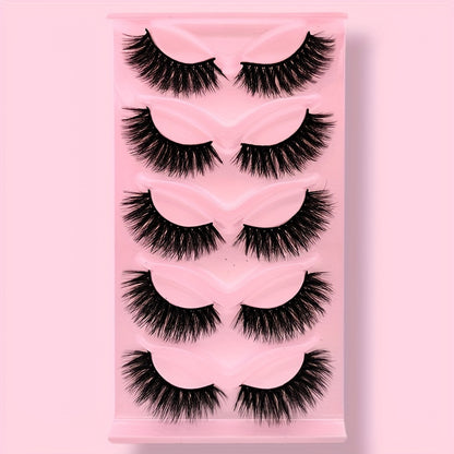 Classic Volume Eyelashes 5 Pairs 3D Faux Mink Dramatic Volume Lashes - Fluffy Long Cat Eye Design