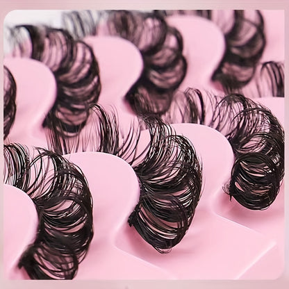 10 Pairs Luxurious Wispy Russian Strip Lashes | Lightweight DD Curl Faux Mink | Long-Lasting, Natural Look | Reusable and Easy to Apply