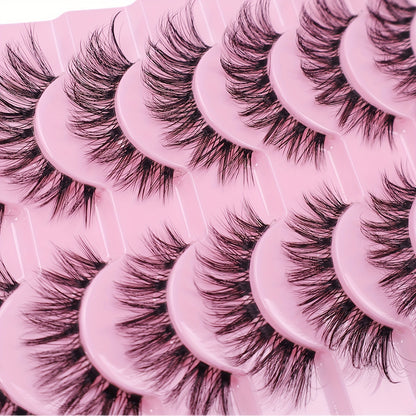 10 Pairs of European & American Style Realistic Devil Doll Eyelashes - Thick, Dramatic Lashes for Bold Eye Looks