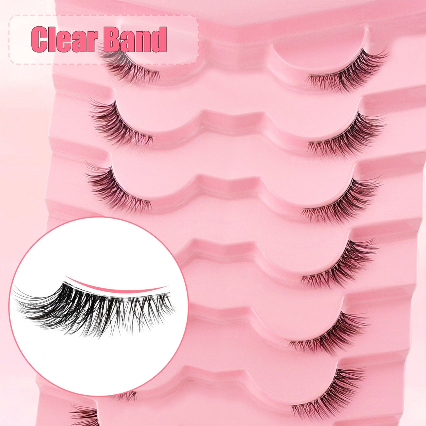 7 Pairs Fluffy Half Eye False Eyelashes Set – Faux Mink 3D Effect, Transparent Stem, Lightweight & Reusable for Natural Look