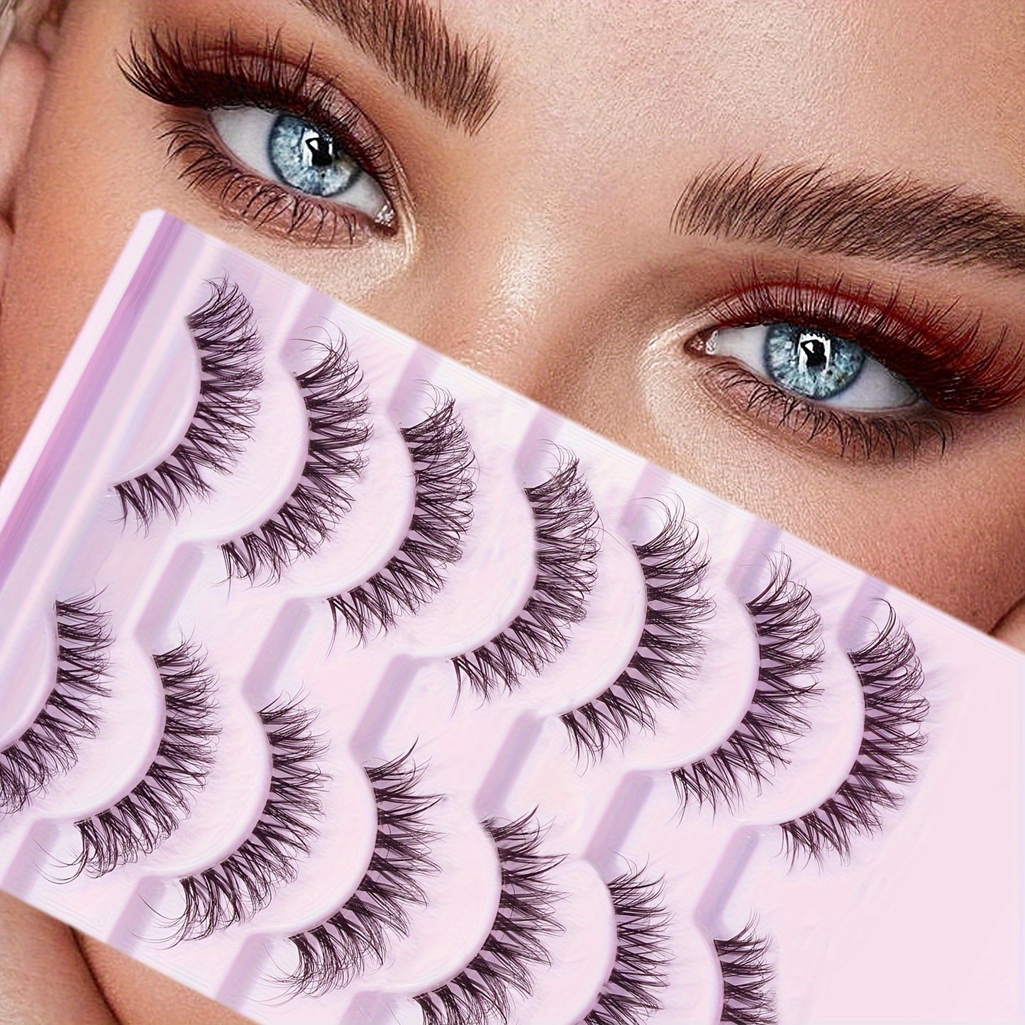 7 Pairs 3D Clear Band False Eyelashes: Crisscross Style for Natural Volume, Perfect for Daily Makeup