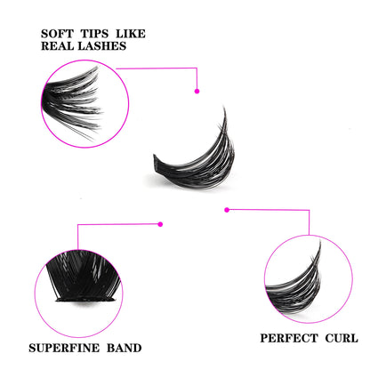 200 Pieces of 0.05mm Thickness 3D Russian Volume D Curl False Eyelash Extensions - Mixed Length (8-16mm), Beginner Friendly, Reusable, and Long-Lasting.