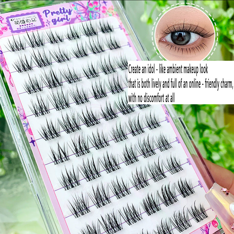 100pcs 10 - Row Large - Capacity Glue - Type Oxygen Sweetheart Single - Cluster Segmented False Eyelashes, Novice - Friendly, Create a Natural Manga - Style Eye Look