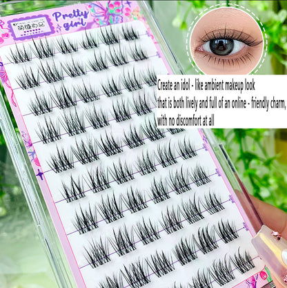 100pcs 10 - Row Large - Capacity Glue - Type Oxygen Sweetheart Single - Cluster Segmented False Eyelashes, Novice - Friendly, Create a Natural Manga - Style Eye Look