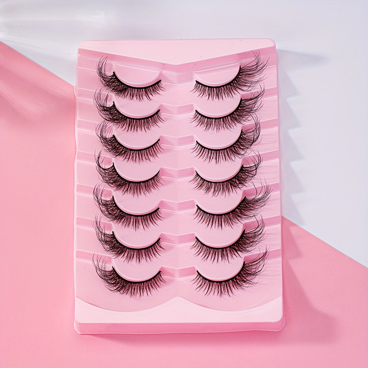 7 Pairs 8D Wispy Cat-Eye Faux Mink False Eyelashes - Dramatic Long Thick Volume Lashes Makeup Tool